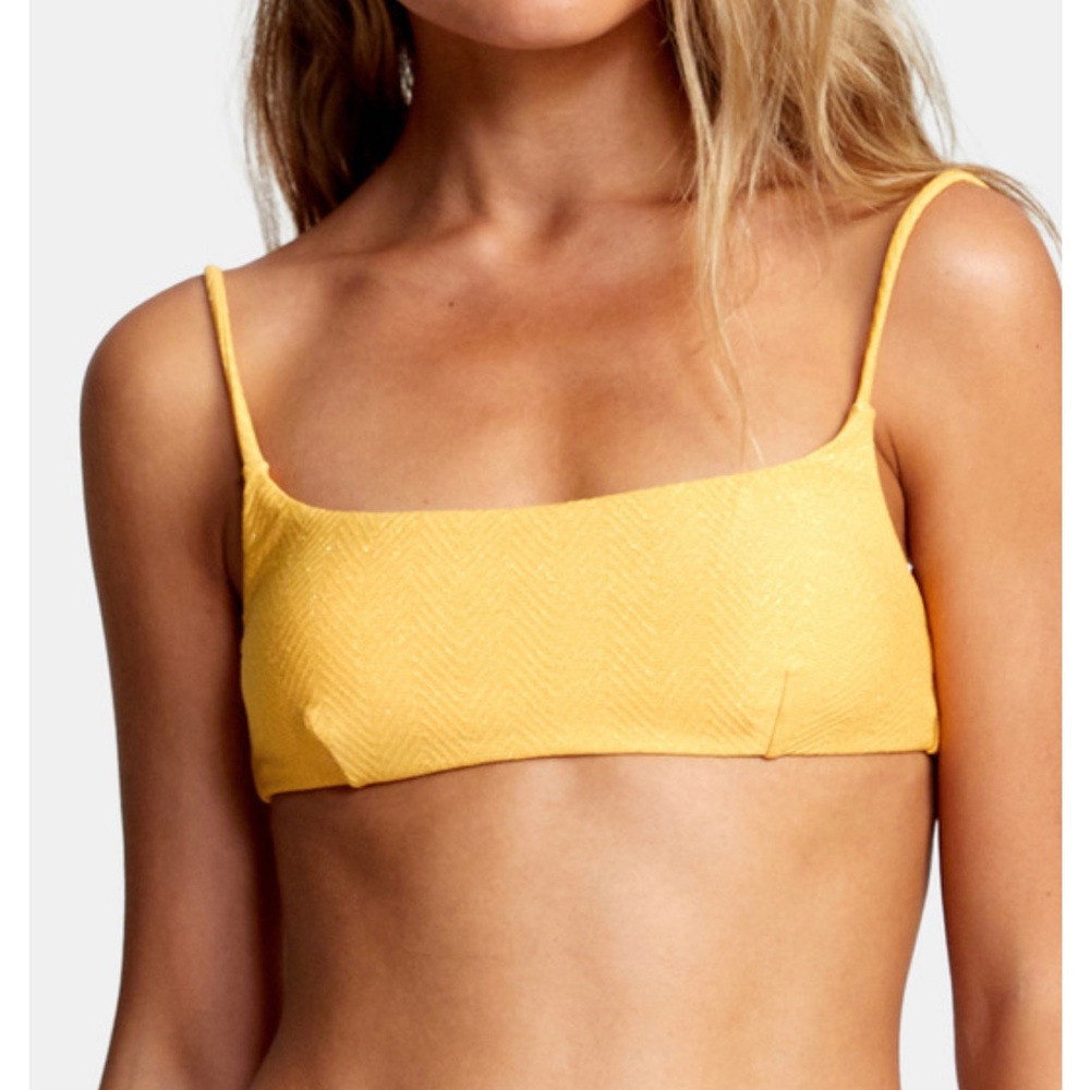 RVCA Gold Subtle Glitter Bikini Top